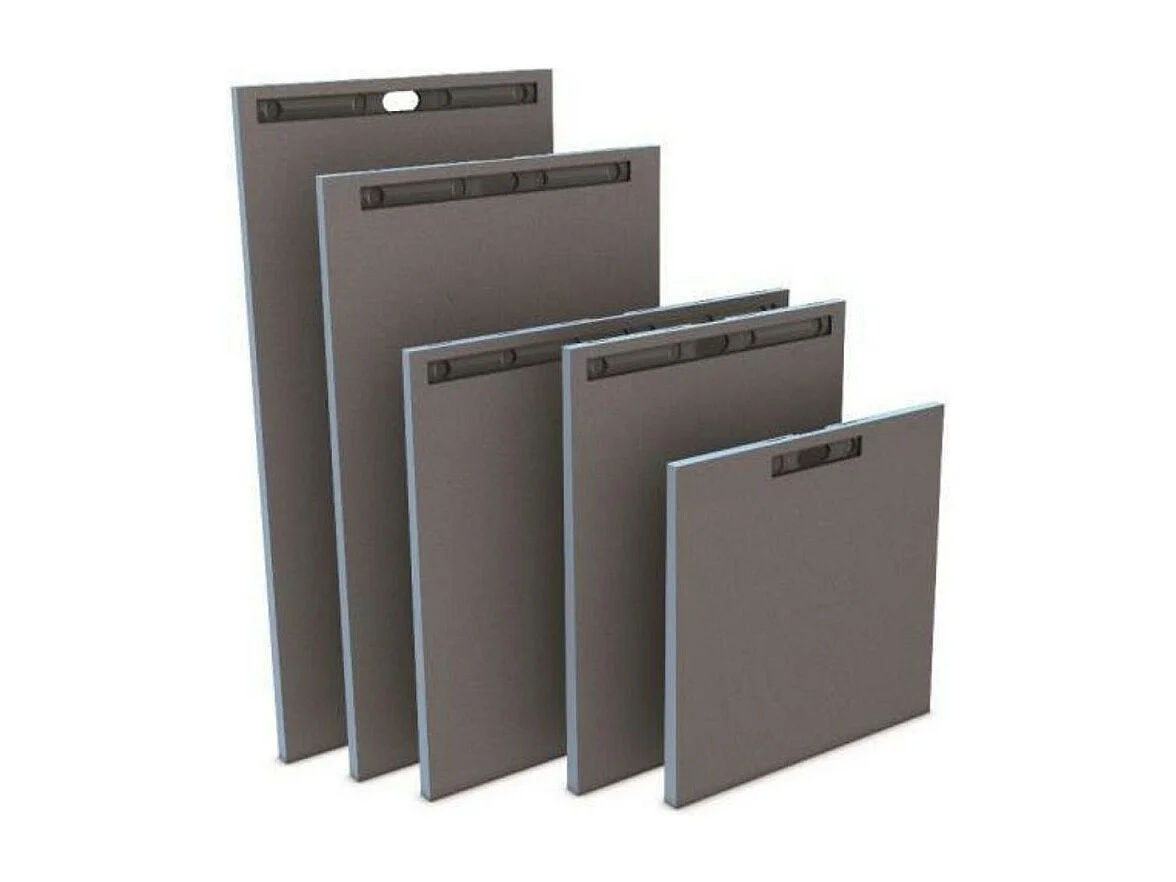 Receveur à carreler WEDI Fundo Riolito Neo + barrette de finition inox + bonde vertical + kit d'étanchéité 140 x 90 cm