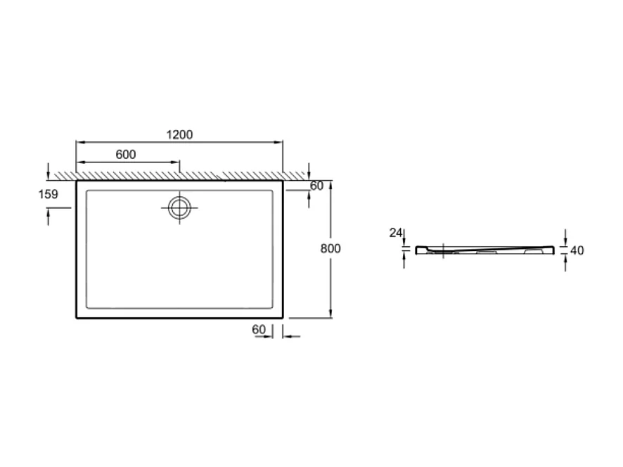 Receveur de douche 120 x 80 JACOB DELAFON Kyreo ceramique rectangle blanc