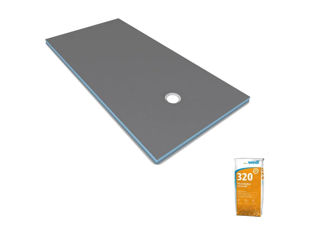 Receveur de douche à carreler 200 x 100 WEDI Fundo Primo rectangle écoulement excentré + colle 320