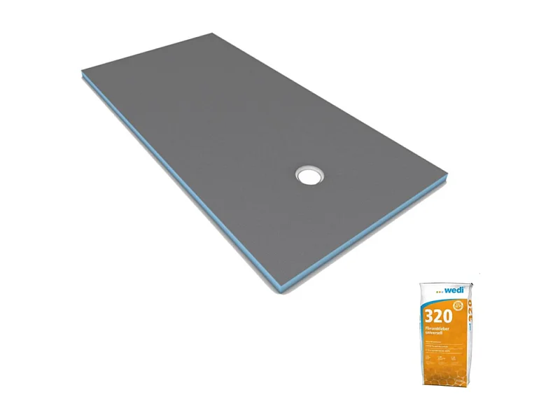 Receveur de douche à carreler 200 x 100 WEDI Fundo Primo rectangle écoulement excentré + colle 320