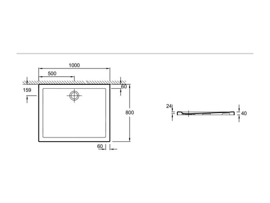 Receveur de douche 100 x 80 JACOB DELAFON Kyreo ceramique rectangle blanc
