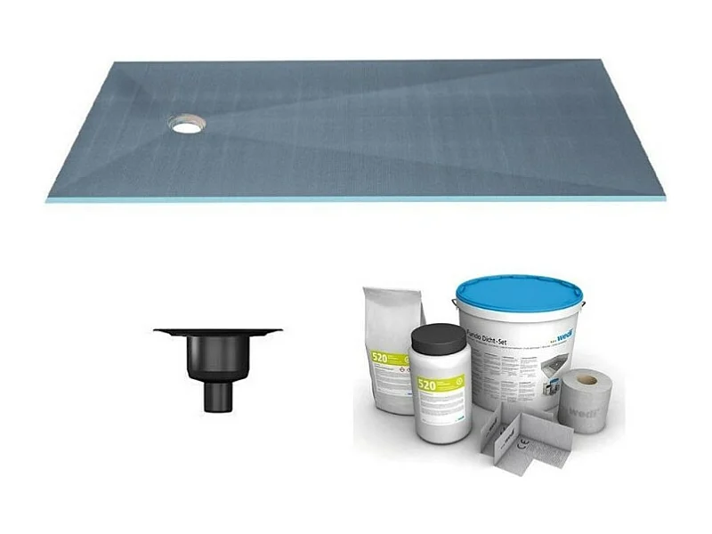 Receveur de douche à carreler 180 x 90 WEDI Fundo Primo rectangle écoulement excentré + bonde verticale + kit d'étanchéité