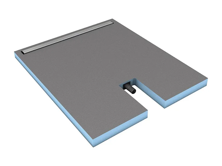 Receveur a carreler 120 x 90 cm Wedi Fundo Plano Linea - écoulement linéaire sortie sur le petit coté