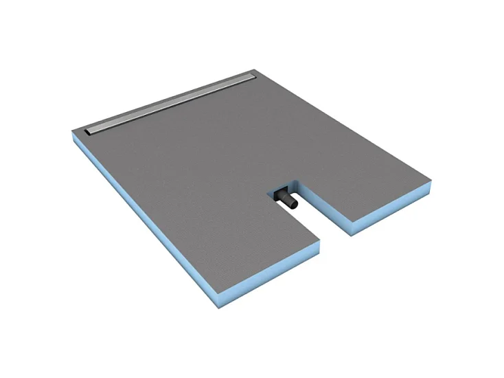 Receveur a carreler 120 x 90 cm Wedi Fundo Plano Linea - écoulement linéaire sortie sur le petit coté