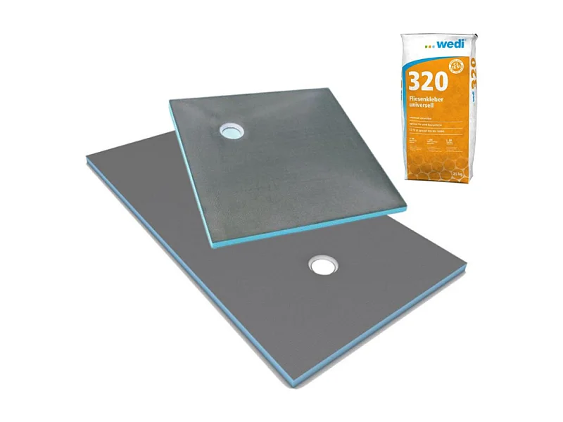 Receveur de douche à carreler 180 x 90 WEDI Fundo Primo rectangle écoulement excentré + colle 320