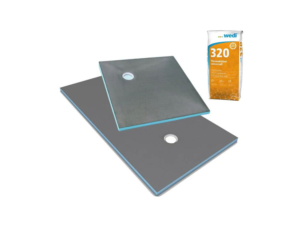 Receveur de douche à carreler 180 x 90 WEDI Fundo Primo rectangle écoulement excentré + colle 320