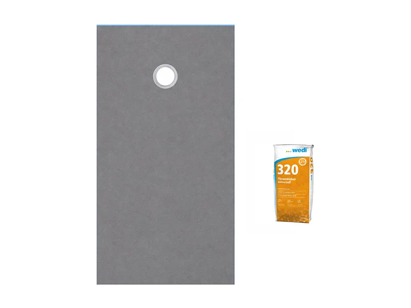 Receveur de douche à carreler 180 x 90 WEDI Fundo Primo rectangle écoulement excentré + colle 320