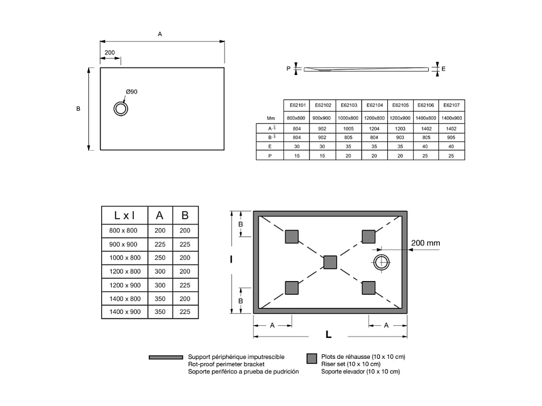 JACOB DELAFON Receveur 140 x 90 Brive à poser acrylique rectangle blanc