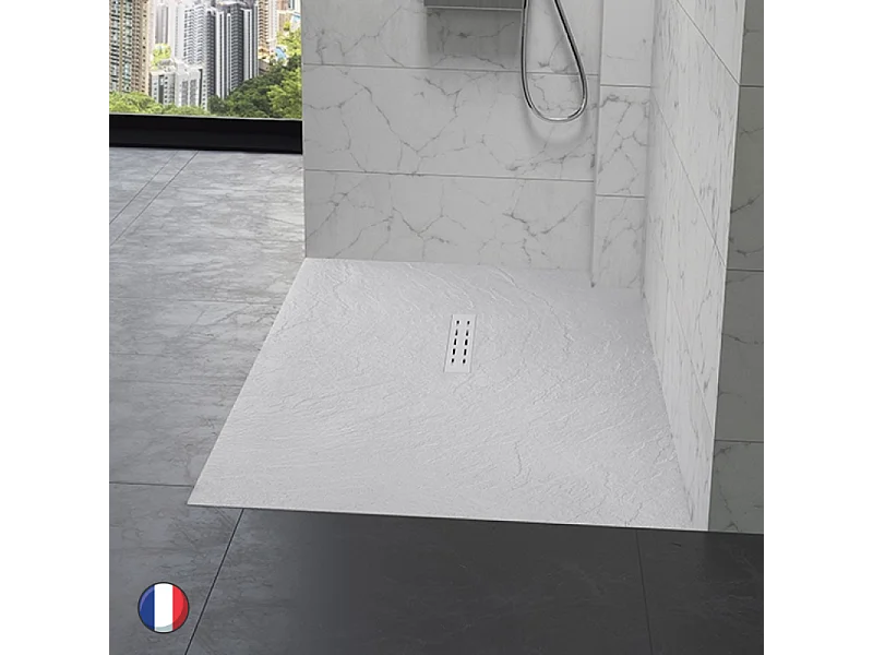 KINEDO Receveur antidérapant 120 x 90 Kinestone biolith rectangle blanc