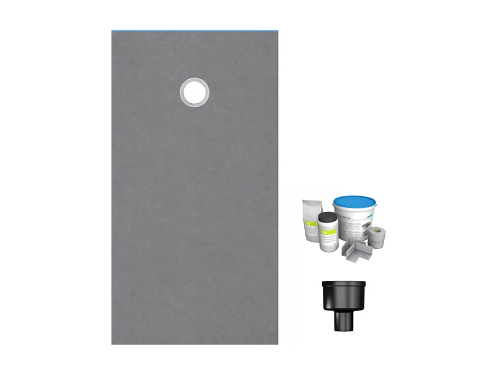 Receveur de douche à carreler 200 x 100 WEDI Fundo Primo rectangle écoulement excentré + bonde verticale + kit d'étanchéité
