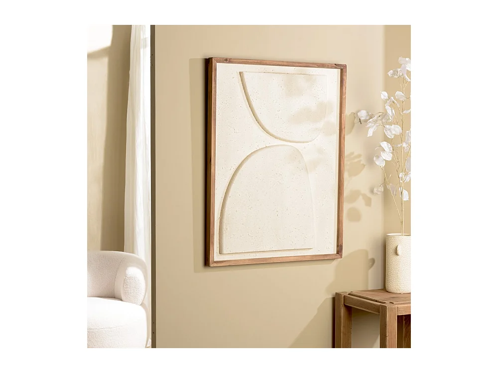 SANDY - Décoration murale 62x82cm formes abstraites Pin recyclé blanc