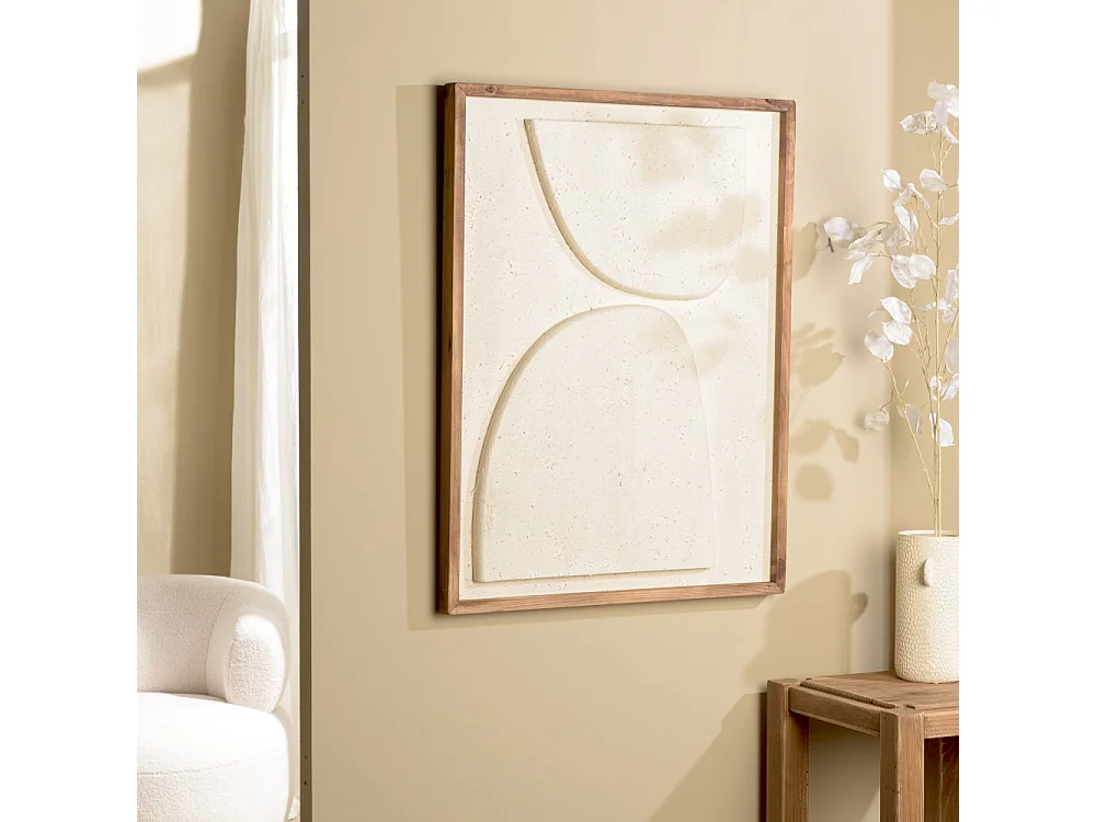 SANDY - Décoration murale 62x82cm formes en bois de Pin recyclé blanc