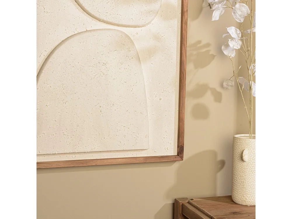 SANDY - Décoration murale 62x82cm formes en bois de Pin recyclé blanc