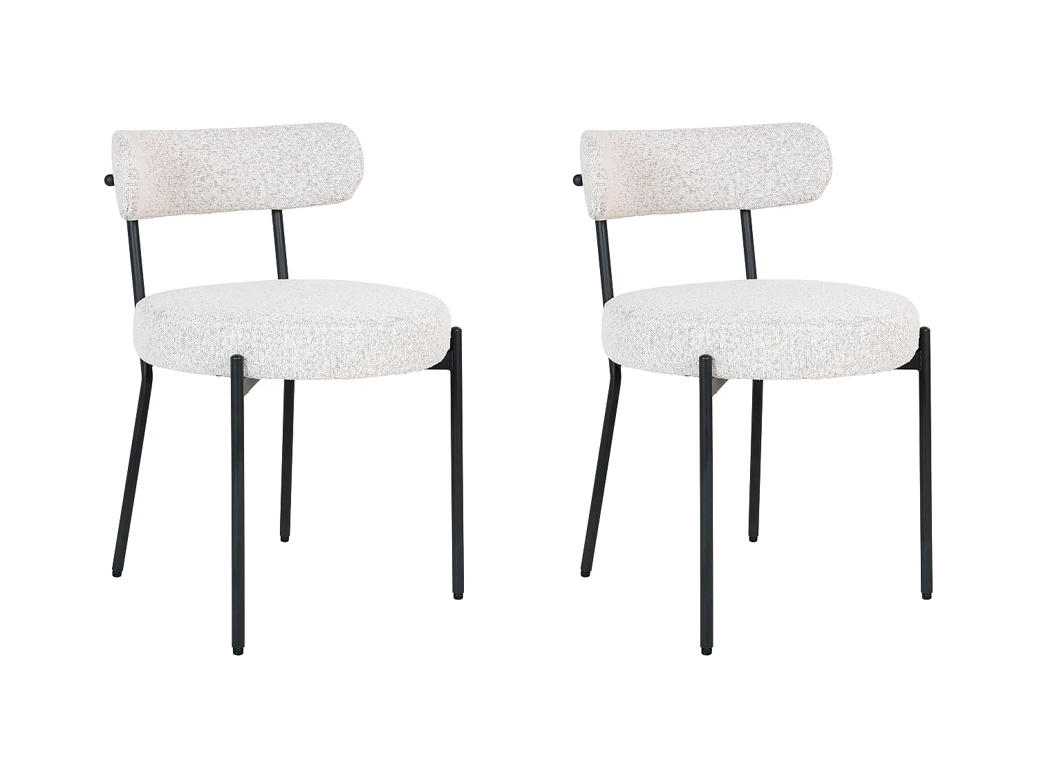 Lot de 2 chaises en tissu bouclette et métal BADALONA-Blanc