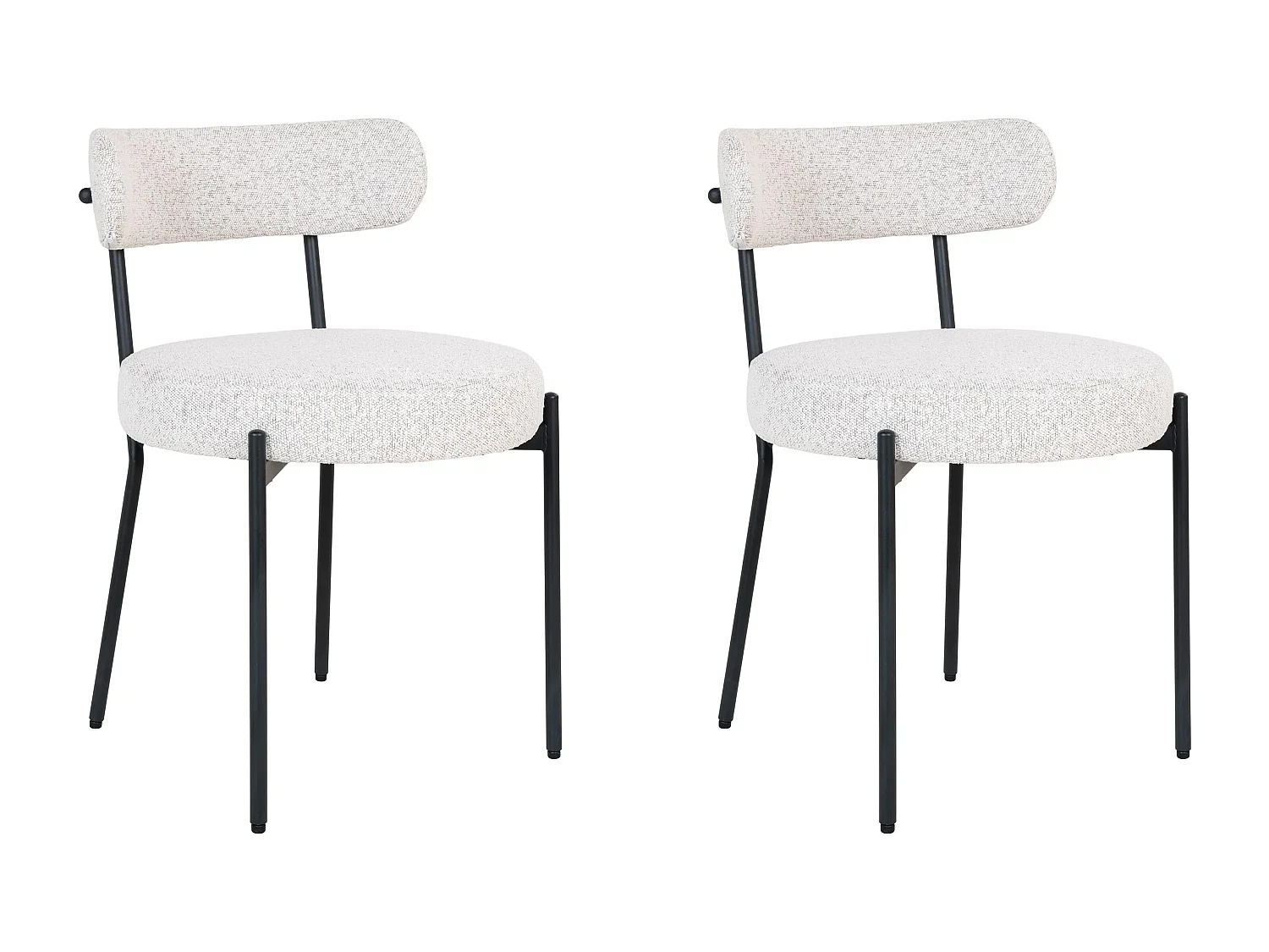 Lot de 2 chaises en tissu bouclette et métal BADALONA-Blanc