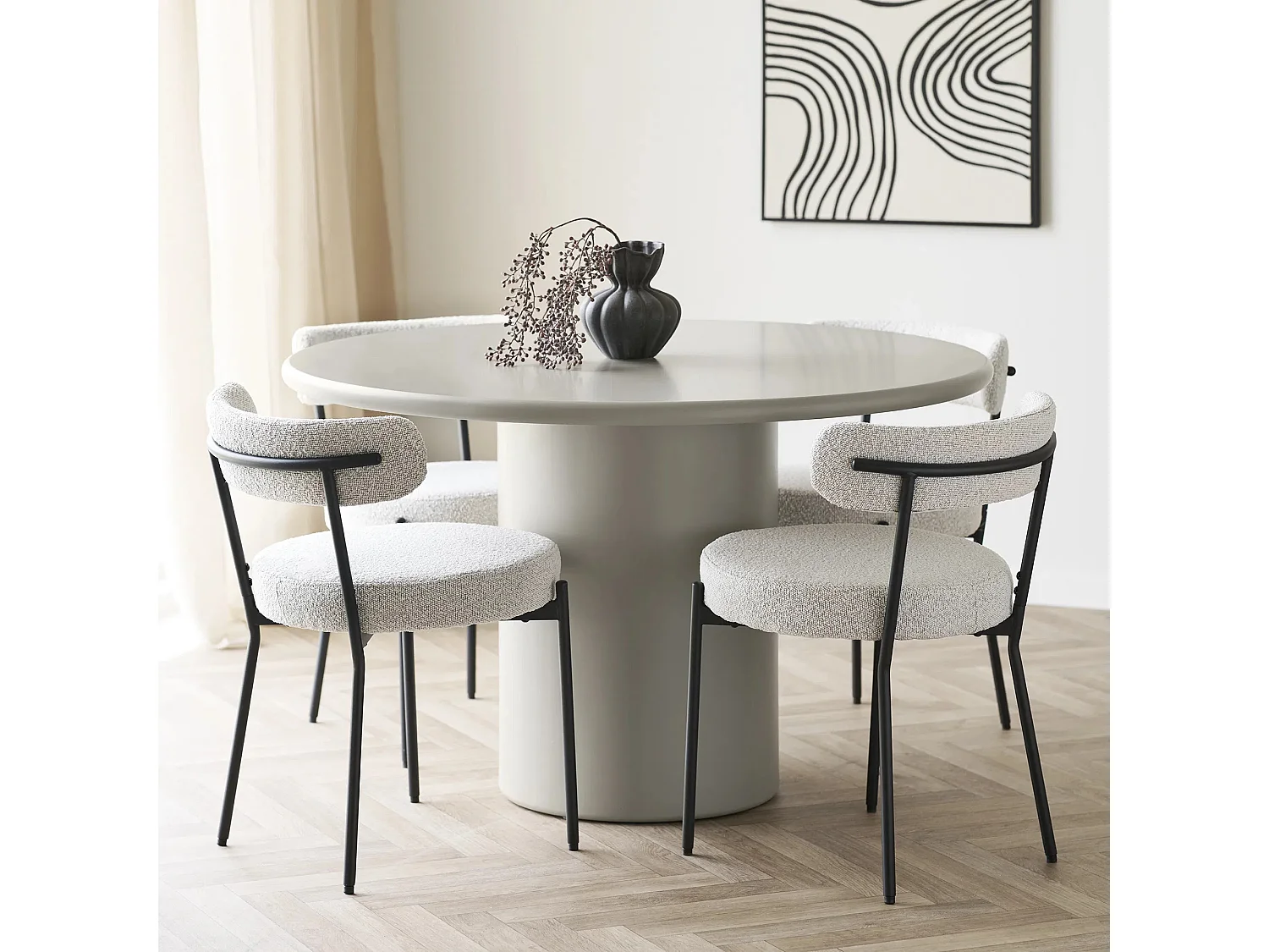 Lot de 2 chaises en tissu bouclette et métal BADALONA-Blanc