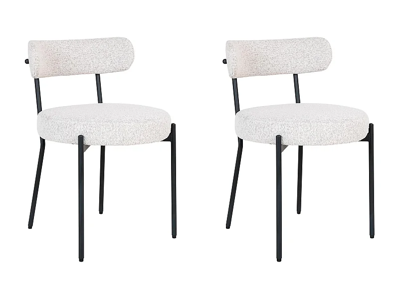 Lot de 2 chaises en tissu bouclette et métal BADALONA-Blanc