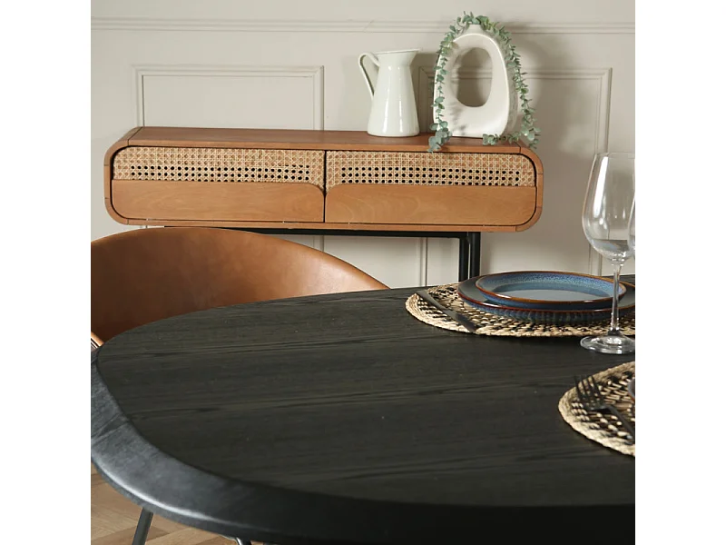 Table à manger bois de frêne noir TIRANO 220cm