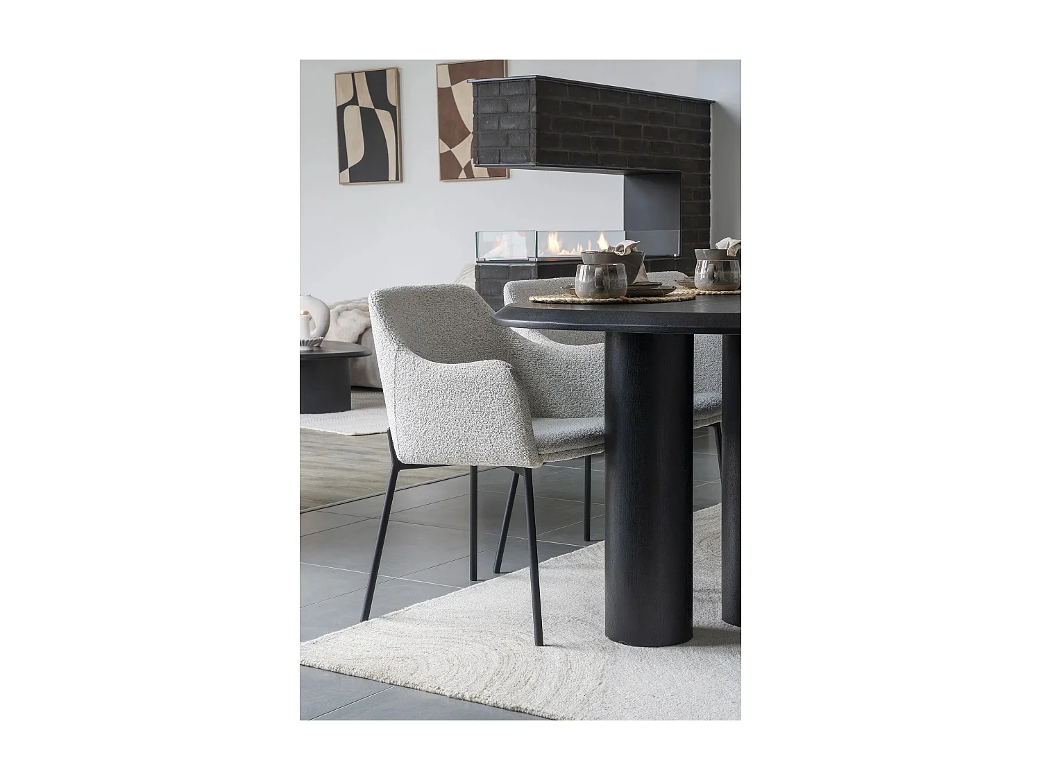 Table à manger bois de frêne noir TIRANO 220cm