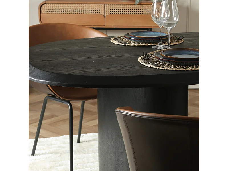 Table à manger bois de frêne noir TIRANO 220cm