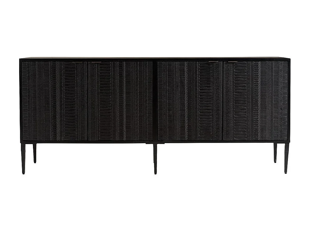 GLORIA - Buffet bois de manguier 4 portes sculptées noir