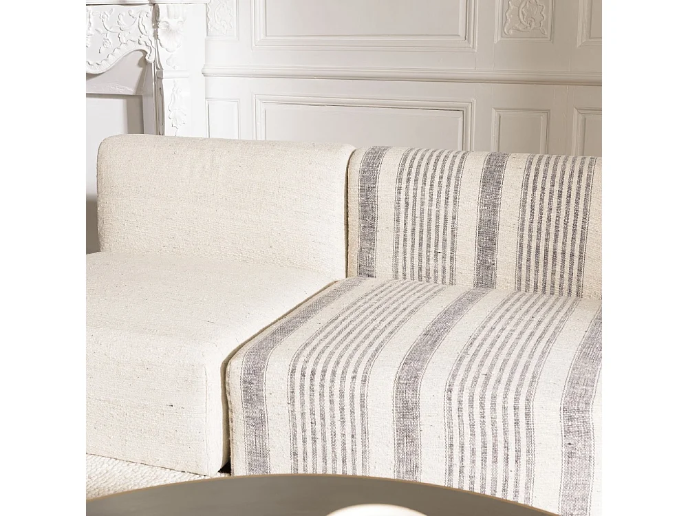 GLORIA - Canapé modulable 6 pièces en coton gris et beige