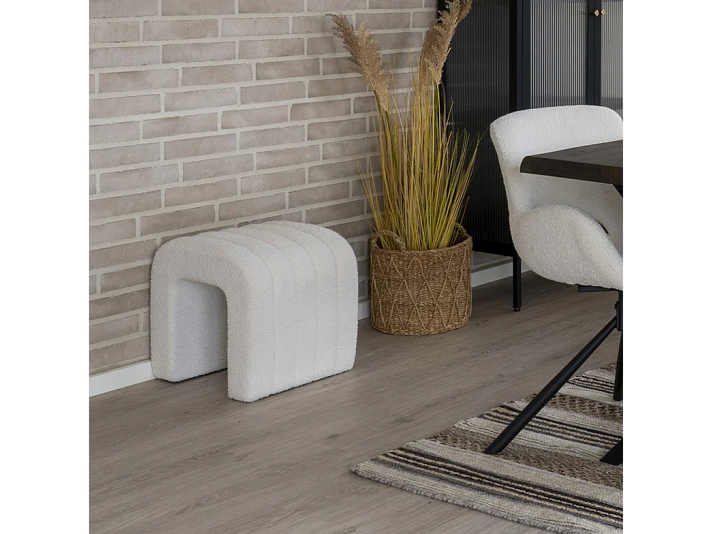 Colma - Pouf en tissu bouclette - Couleur : Écru