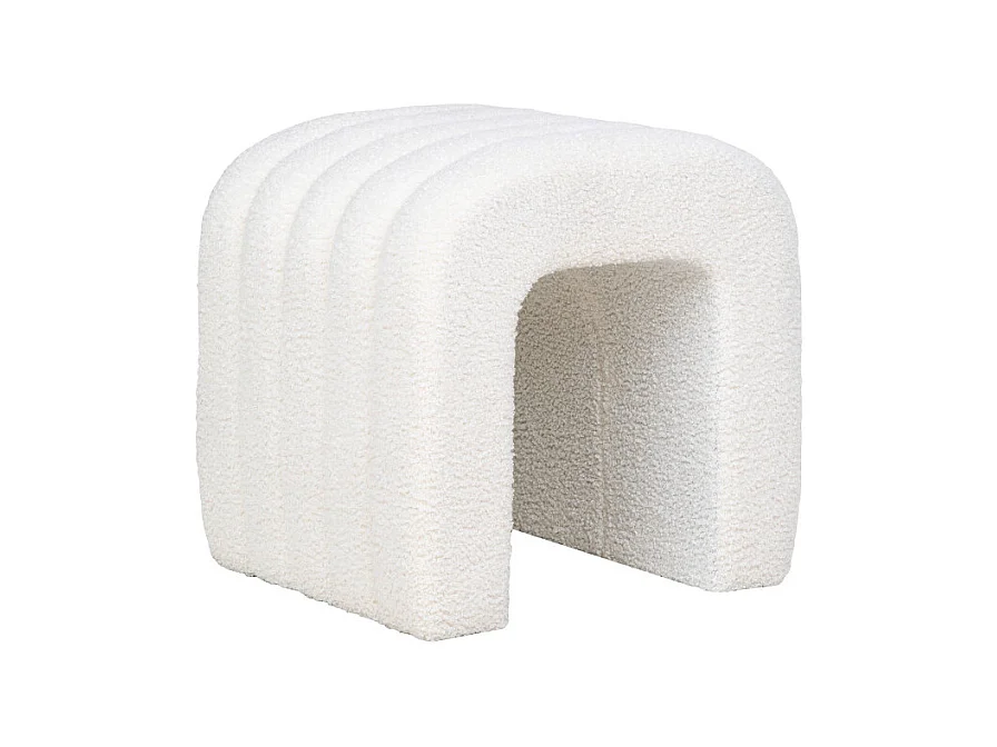 Colma - Pouf en tissu bouclette - Couleur : Écru