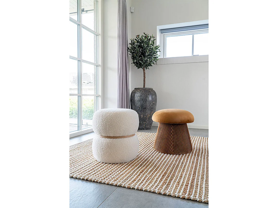 Pouf in velluto ocra Ø 41 x 39 cm