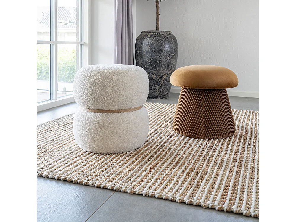 Hampton - Pouf champignon en velours ø39cm - Couleur : Ocre