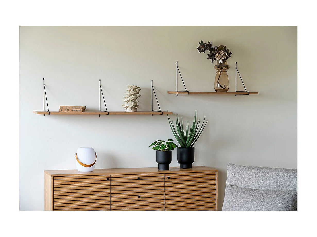 Estante de pared madera y negro 120 x 29 cm