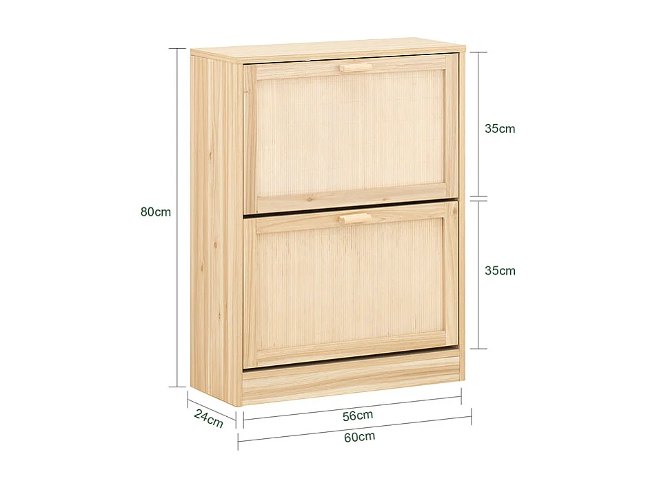 SoBuy Schoenenkast met 2 kleppen, schoenenkist, schoenenrek, schoenenopbergmeubel met 2 deuren, gangmeubel 60 x 24 x 80 cm, FSR160-N