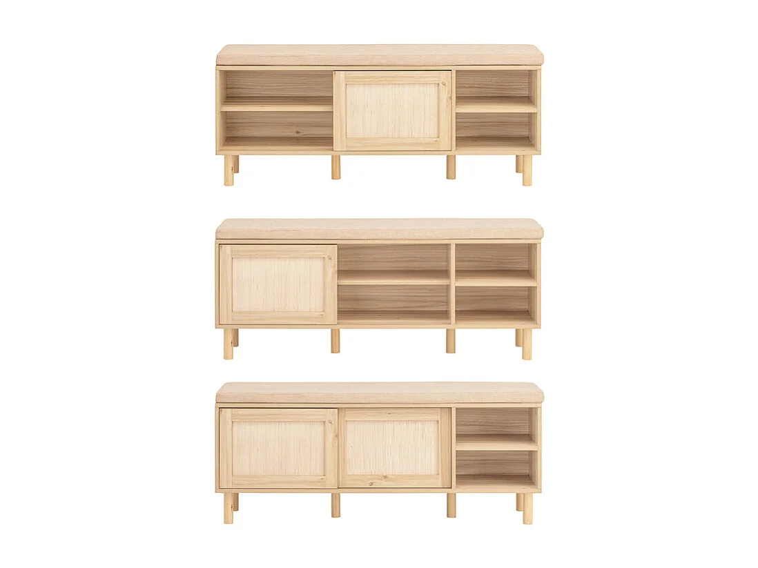 SoBuy FSR163-N Banc à ChaussuresBanc de Rangement avec Coussin Rembourré, Étagères et 2 Portes Coulissantes