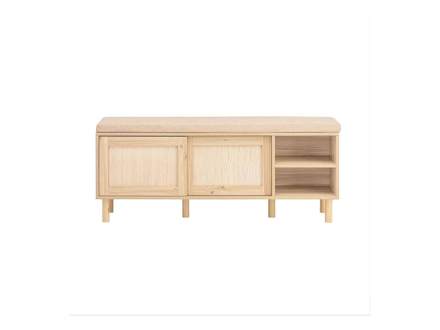 SoBuy FSR163-N Banc à ChaussuresBanc de Rangement avec Coussin Rembourré, Étagères et 2 Portes Coulissantes