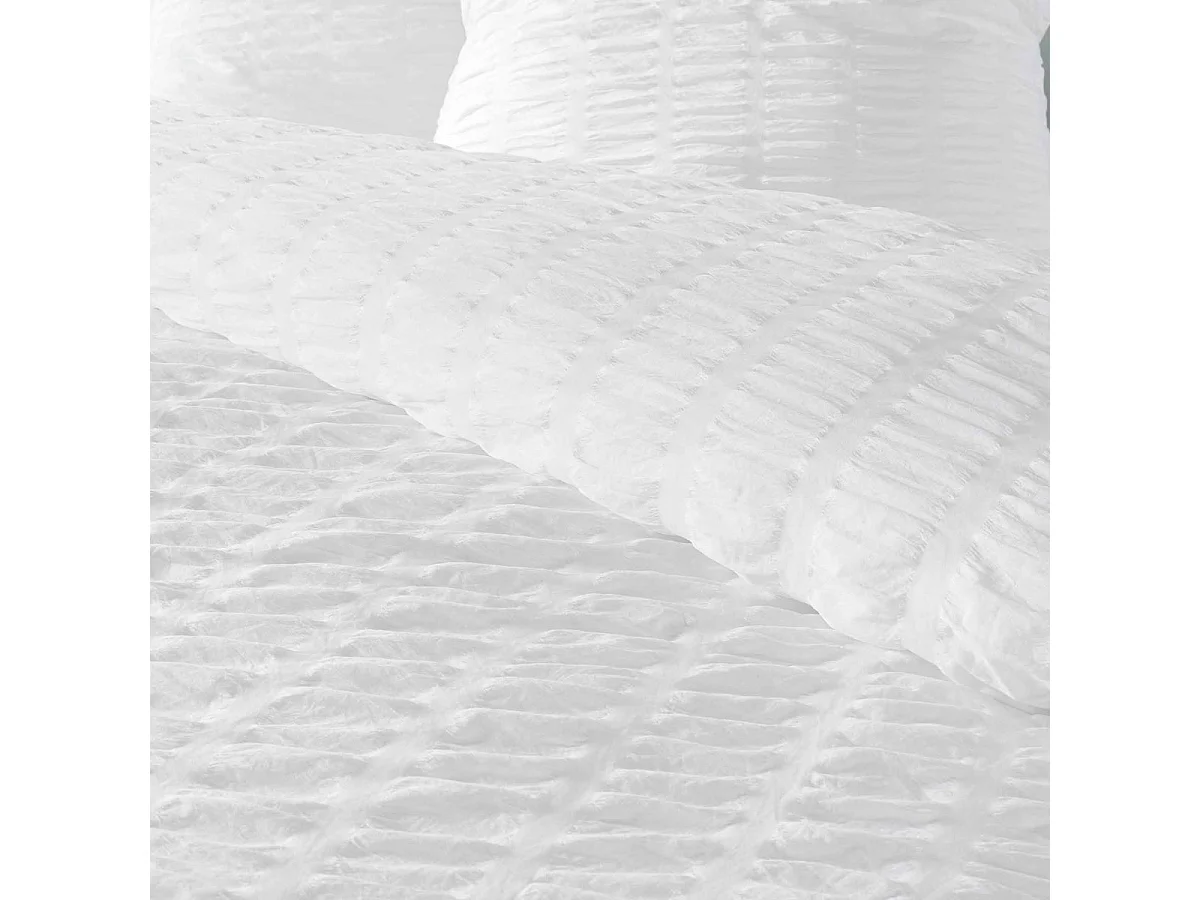 Komplet pościeli 3 częściowy "Plissia" Biały 240x220cm Mikrofibra Plisowana
