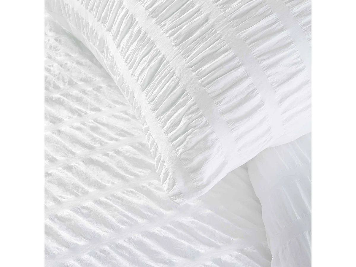 Komplet pościeli 3 częściowy "Plissia" Biały 240x220cm Mikrofibra Plisowana