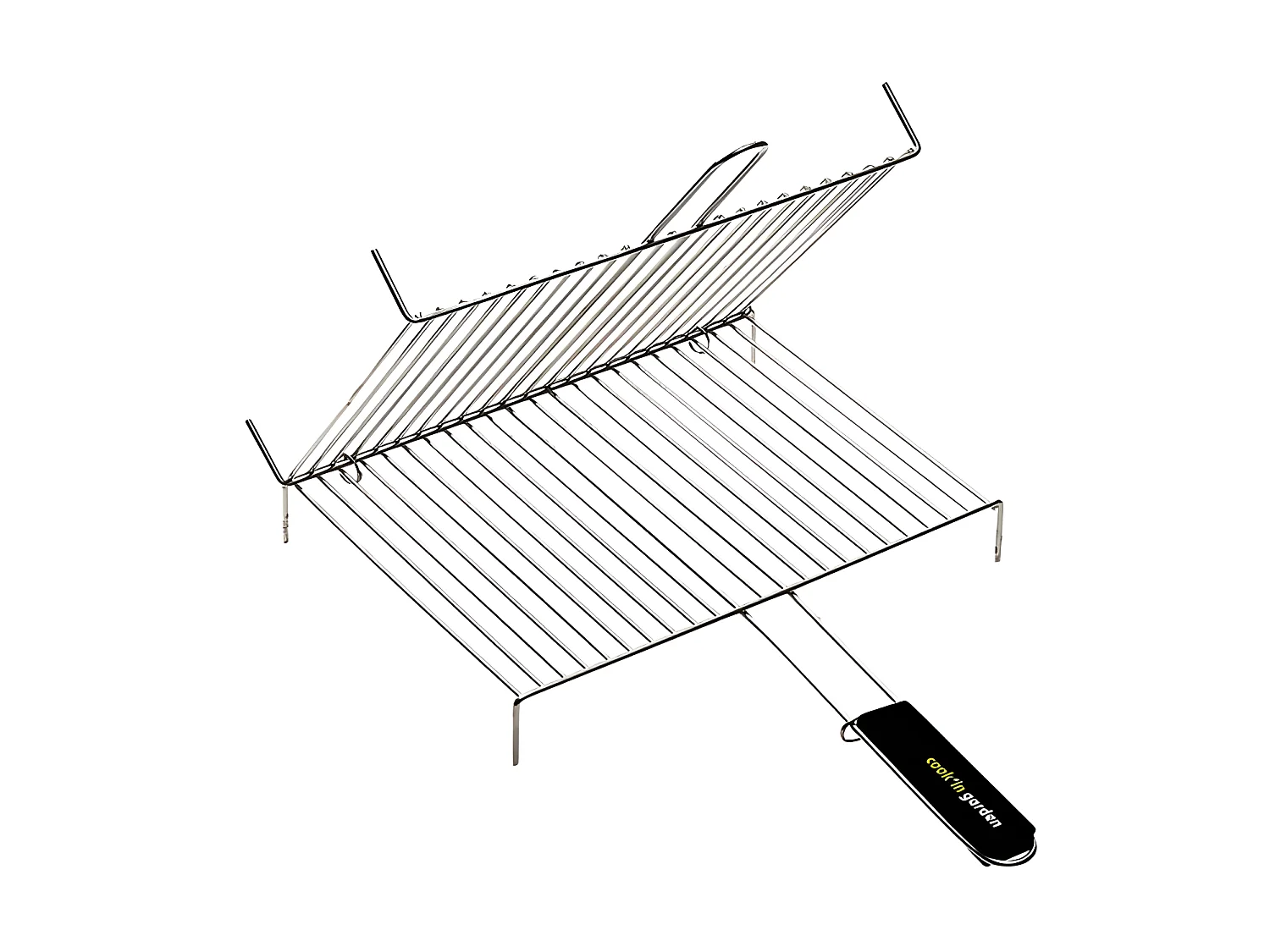 Doppelter Grill mit Füßen Cook In Garden 40 x 30 cm aus verchromtem Stahl mit Soft-Touch-Griff