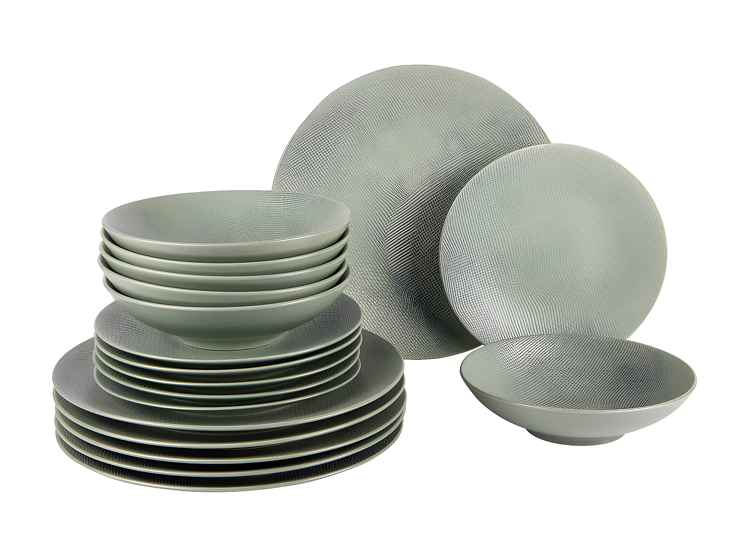 Service d'assiettes Vésuvio Vert Sauge 18 pièces