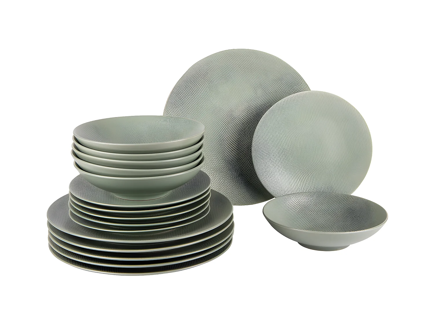 Service d'assiettes Vésuvio Vert Sauge 18 pièces