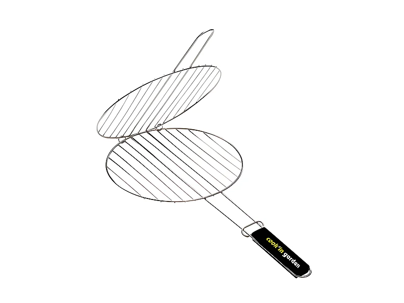 Grelha dupla redonda Cook In Garden em aço cromado resistente a chamas e altas temperaturas - Diâmetro 37cm