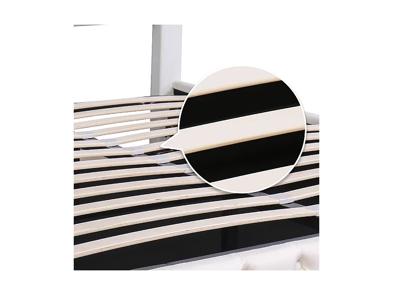 Gestoffeerd kunstleer opbergbed met LED - 160x200cm - met lattenbodem - Wit