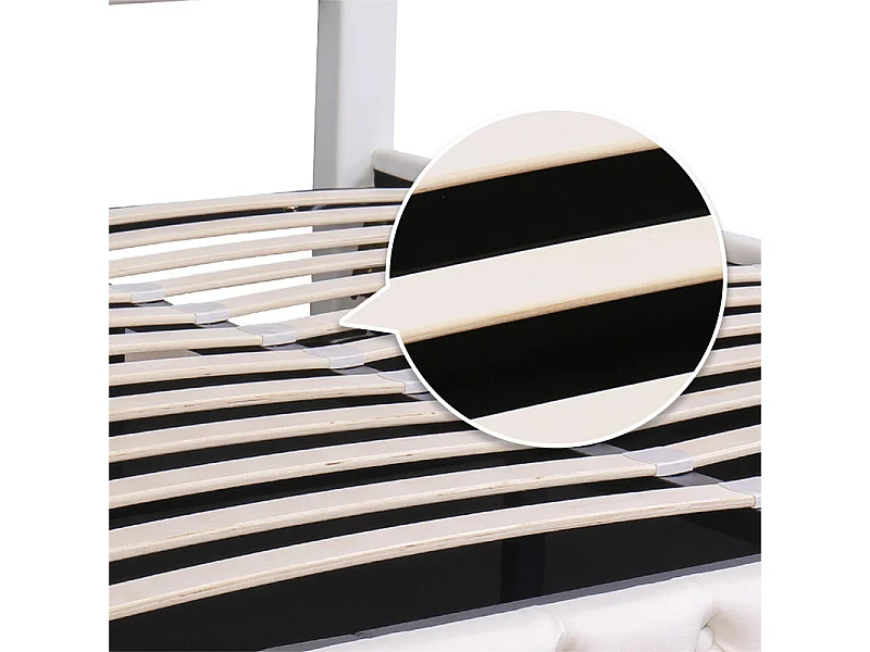 Gestoffeerd kunstleer opbergbed met LED - 160x200cm - met lattenbodem - Wit