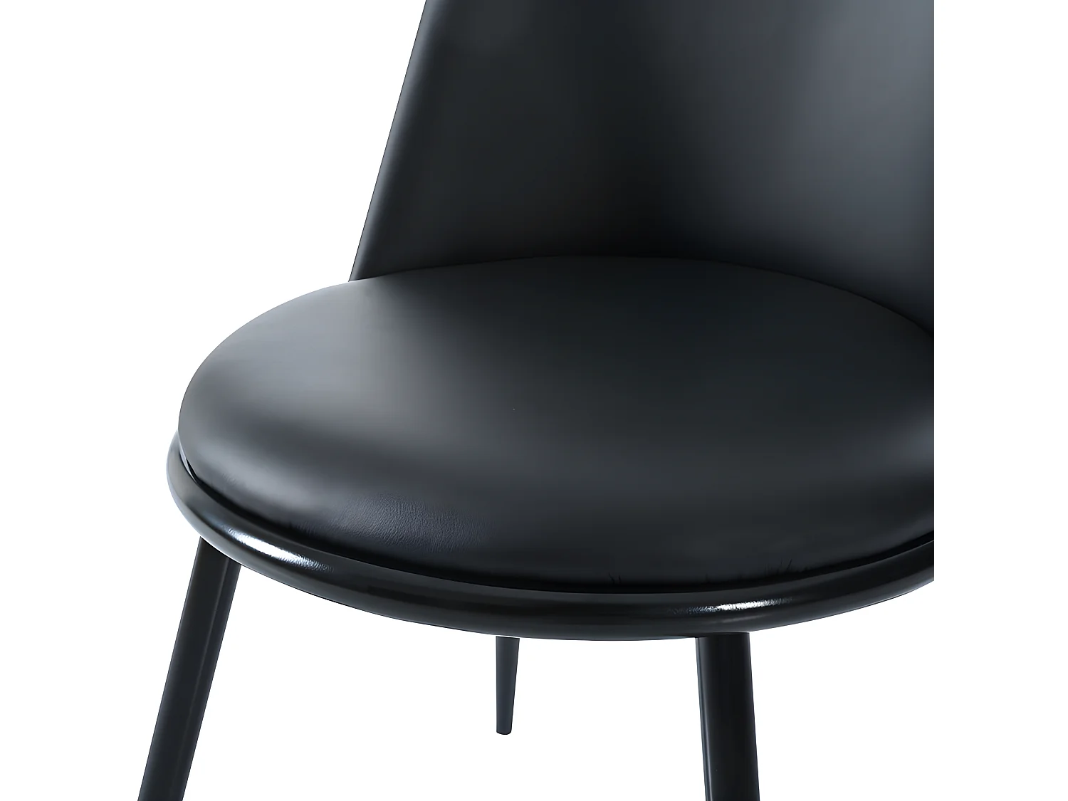 Lot de 2 Chaises rembourrées en velours avec dossier - structure en métal noir - Noir