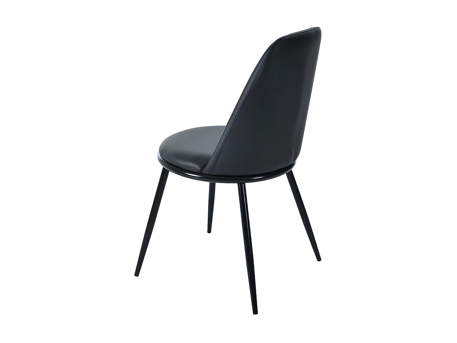 Set van 2 gestoffeerde fluwelen stoelen met rugleuning - zwarte metalen structuur - Zwart