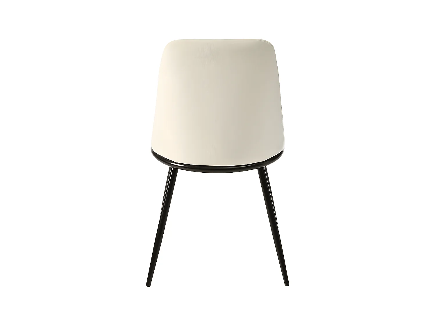 Lot de 2 Chaises rembourrées en velours avec dossier - structure en métal noir - Beige