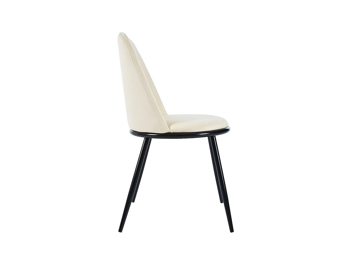 Lot de 2 Chaises rembourrées en velours avec dossier - structure en métal noir - Beige