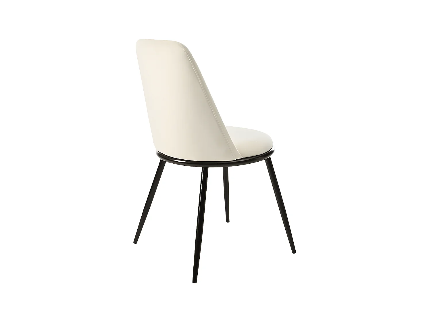 Lot de 2 Chaises rembourrées en velours avec dossier - structure en métal noir - Beige