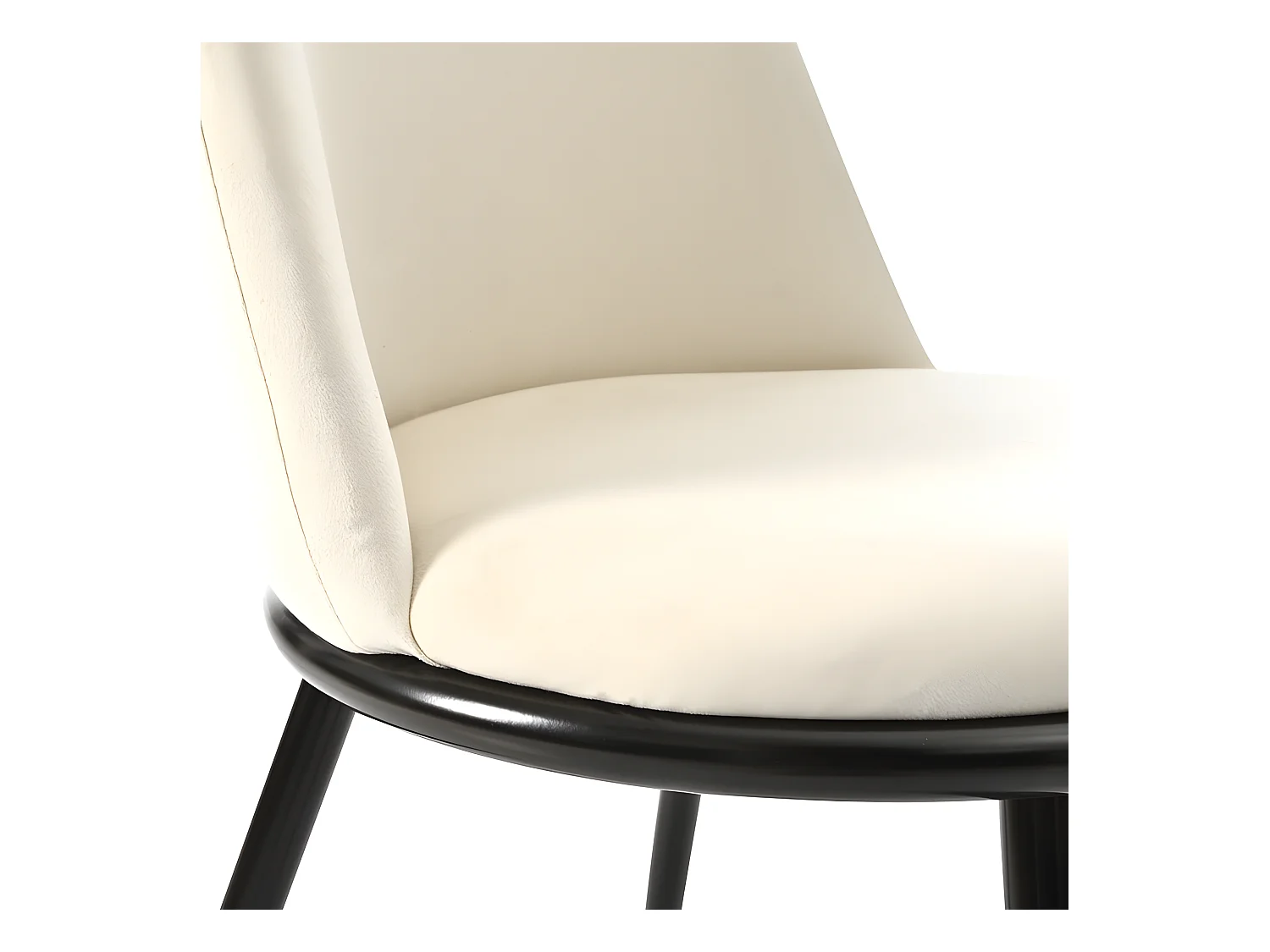 Lot de 2 Chaises rembourrées en velours avec dossier - structure en métal noir - Beige