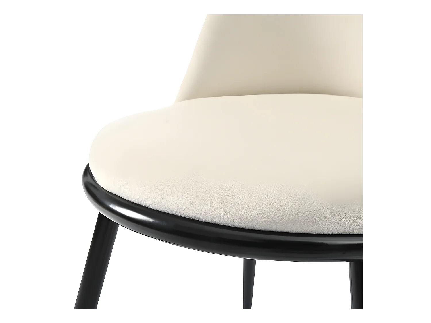 Lot de 2 Chaises rembourrées en velours avec dossier - structure en métal noir - Beige