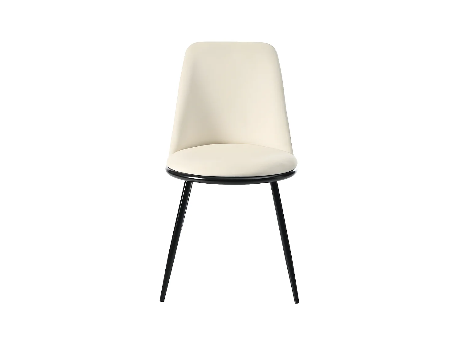 Lot de 2 Chaises rembourrées en velours avec dossier - structure en métal noir - Beige